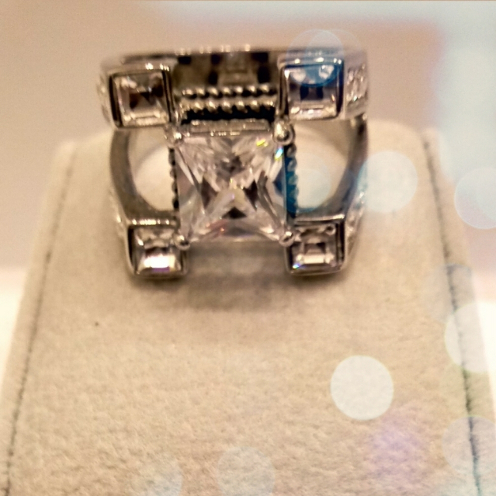 Men's stainless steel & CZ ring